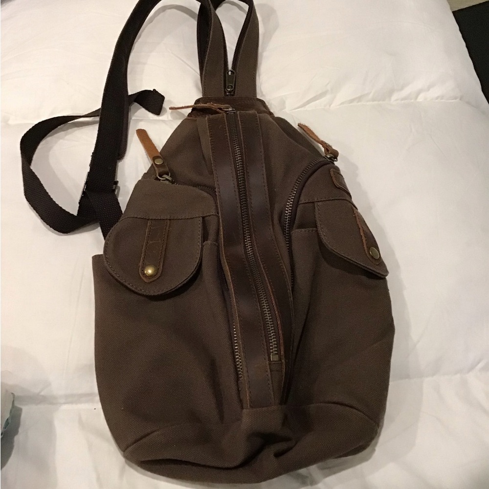 Brown Canvas Sling Backpack - Casual Men’s Bag